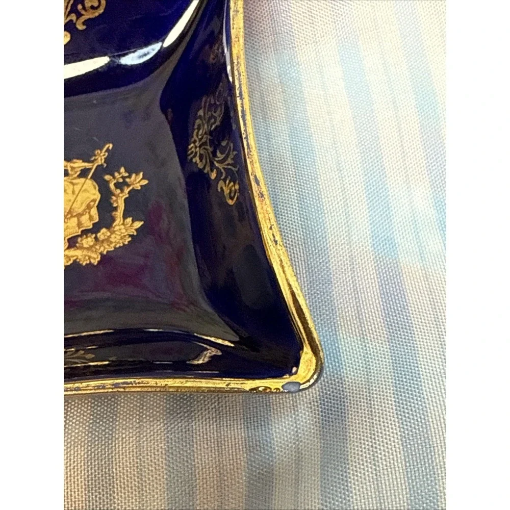 Limoges France Cobalt‎ Blue & Gold Porcelain Trinket Dish 3